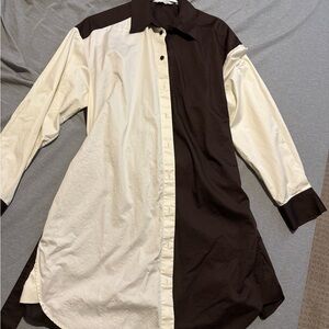 Two-Tone Black and Cream Midi dress